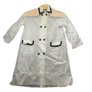 Vintage Richards‎ Large Rain Coat w/Bonnet Vented Arms Covered Buttons Pockets